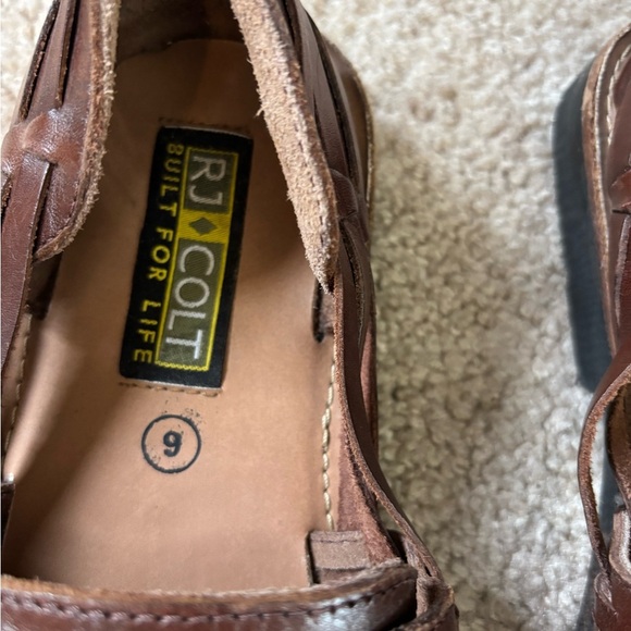 Mens RJ Colt Brown Leather Woven Fisherman Sandals - Picture 7 of 7